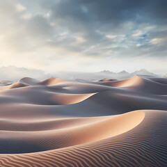 Sticker - Surreal desert landscape with sand dunes resembling waves