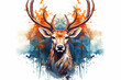 Deer head watercolor, Generative AI