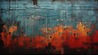© DigitalArt - bold piece of abstract wall art capturing the essence of urban decay with an intense drip effect in contrasting shades of blue and orange. Its grunge texture and vivid colors, contemporary and impact
