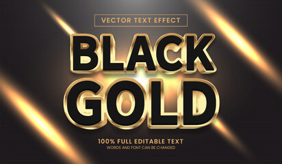 Wall Mural - Design editable text effect, black glod text vector illustration