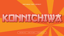 Konnichiwa Orange And Yellow 3d Editable Text Effect - Font Style. Japan Japanese Text Effect
