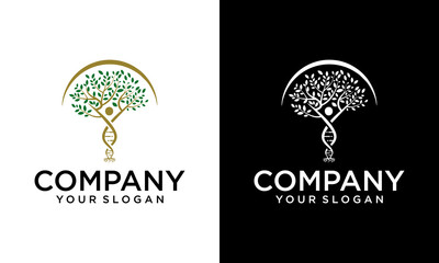 Creative people DNA tree vector logo template. Suitable for business, web, health, science and art