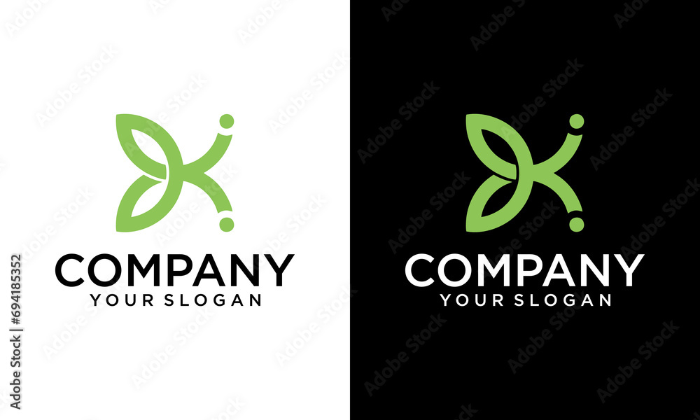 Creative linear letter K with leaf logo vector concept element, letter ...
