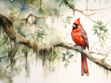 Fototapeta  - red cardinal on a branch