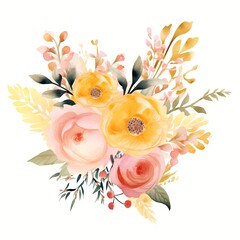 Wall Mural - Flowers bouquet watercolor paint collection