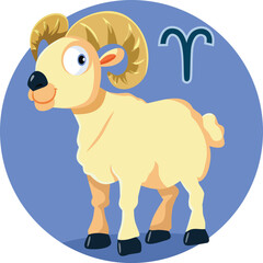 vector cartoon aries zodiac sign funny illustration. hand drawn illustration isolated on white backg