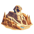 Isometric view of the Sphinx of Giza on transparent background PNG. Egypt tourism concept.