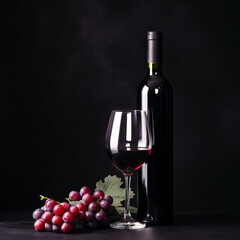 Wall Mural - Bottle of Wine and grape, wine tasting and wine shop concept