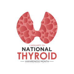 Canvas Print - National thyroid awareness month is observed every year on january. January is thyroid disease awareness month. Vector template for banner, greeting card, poster with background. Vector illustration.