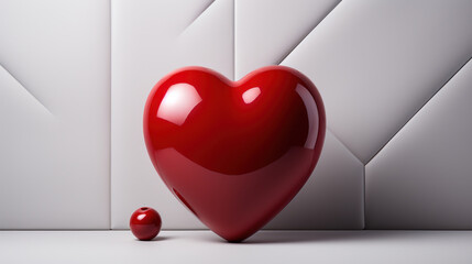 red heart on white background: Crimson Embrace: Love in Simplicity. Generative AI