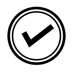 Poster - Simple round check mark icon. Authentication sign. Vector.