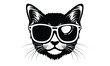 cat with sunglasses silhouette vector design