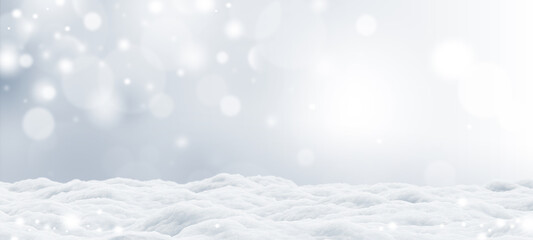 Wall Mural - snowdrift with bokeh light in the winter background 3d render