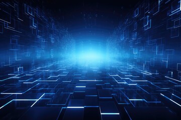 Poster - Abstract blue technology hexagonal background