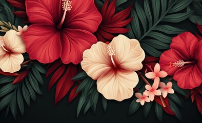 Poster - red hibiscus flower