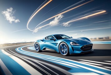 Wall Mural - a charming blue sports car