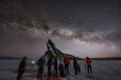Silhouette of a group of photographers shooting Milky Way stars