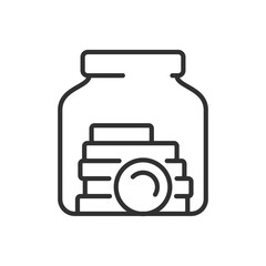 Wall Mural - Financial savings, linear icon. Accounting for finances. A jar of coins. Money savings. Line with editable stroke