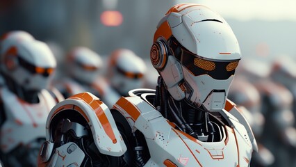 Wall Mural - cinematic ai robot workforce wallpaper