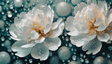 Fototapeta Kwiaty - Tapeta, pastelowy wzór w kwiaty piwonii