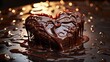 Delicious sweet beautiful chocolate cake dessert in the shape of a heart gift for Valentine's Day