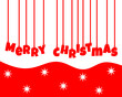 Merry Christmas card, red color on the white background