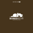 Lazy Bored Bear logo design vector icon