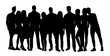 Group of people silhouette, vector silhouettes of men and a women, a group of standing people, group of friend