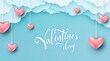 Valentines day greeting background in papercut realistic style