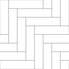 Herringbone parquet diagonal seamless pattern. Black line herringbone wooden floor, diagonal arrangement. Monochrome parquet design texture. Background for design.