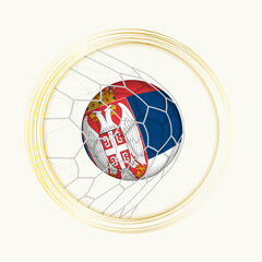 Serbia scoring goal, abstract football symbol with illustration of Serbia ball in soccer net.