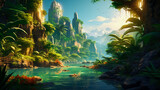 Fototapeta  - Jungle summer background generated by AI