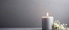 Elegant Grey Candle With Subtle Shadows