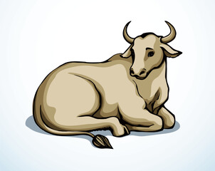 Poster - Vector drawing. Cute big cow