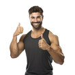 Muscular man giving thumbs up isolated on white or transparent background