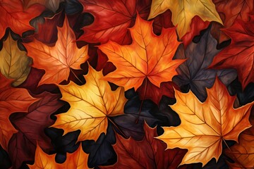 Sticker -  a close up of a bunch of leaves with different colors and sizes of leaves in the middle of the image.