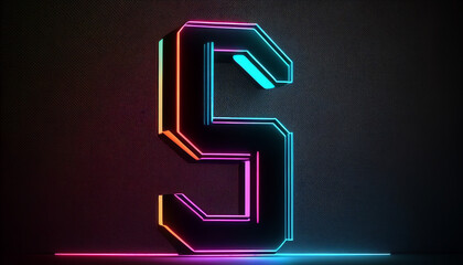 Wall Mural - 3d letter a with lights, Alphabet neon letters single with clean and minimalist background, Ai generated image