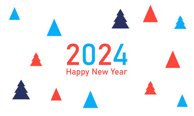 Wall Mural - Colorful 2024 New Year background and text Happy New Year design template. Merry Christmas and greeting cards, posters, holiday covers. Design templates with typography