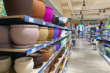 Poster - supermarket aisle and shelves background