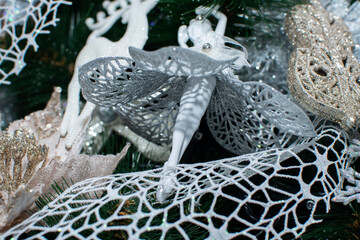 Wall Mural - Christmas tree branches with a decorations	