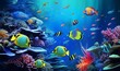 Animals of the underwater sea world. Ecosystem. Colorful tropical fish. Generative AI 