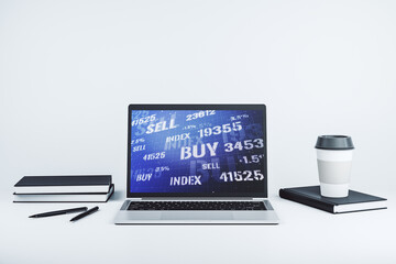 Aufkleber - Computer monitor with abstract financial graph, finance and trading concept. 3D Rendering