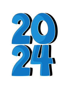 new year 2024 greeting symbol logo vector in blue color theme vertical for calendar design post card