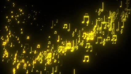 Poster - Golden musical notes. Computer generated 3d render