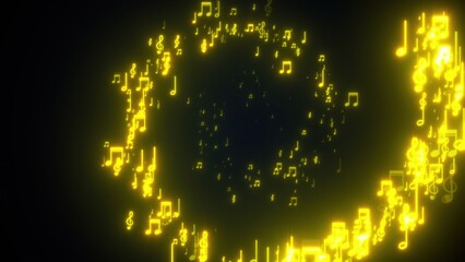 Poster - Golden musical notes. Computer generated 3d render
