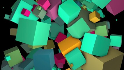 Poster - abstract colorful cubes. computer generated 3d render