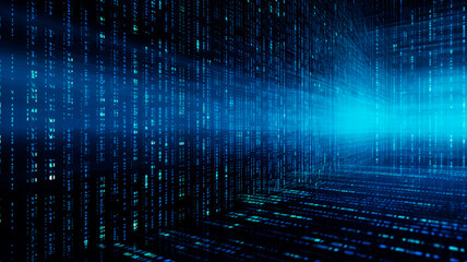 abstract blue background with binary data and data concept