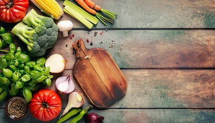 vegetables on a wooden board