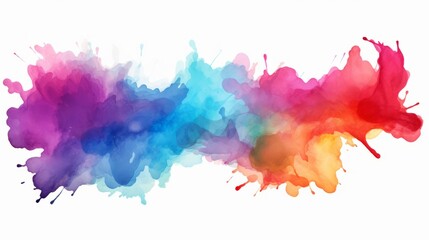 Wall Mural - Colorful watercolor stain isolated on a white background AI isolated on white background,. Created using Generative AI Technology
