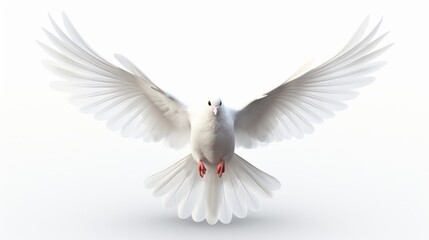 Wall Mural - Beautiful white dove flying, freedom concept isolated on white background isolated on white background,. Created using Generative AI Technology